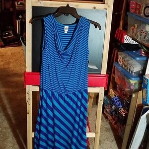 Sangria Striped Cowl Drop Waist Sleeveless